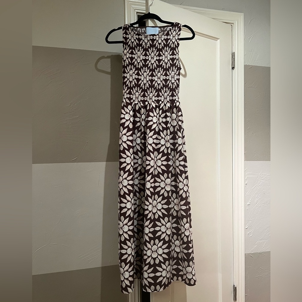 Hill House Cosima Nap Dress Brown and White